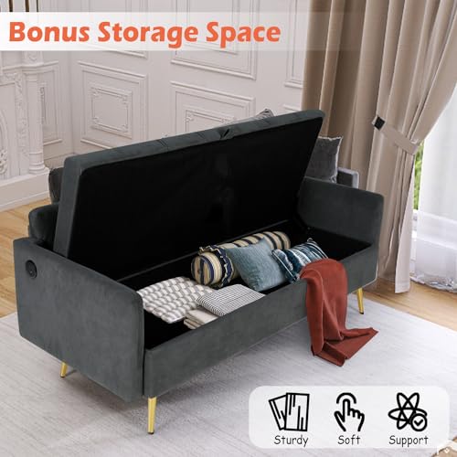 LINLUX 60" Velvet Loveseat with USB Ports