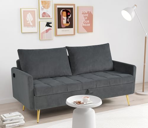 LINLUX 60" Velvet Loveseat with USB Ports
