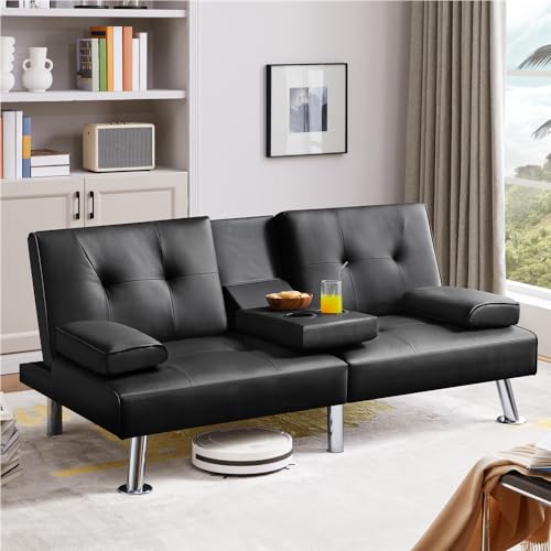 Modern Faux Leather Convertible Sofa Bed