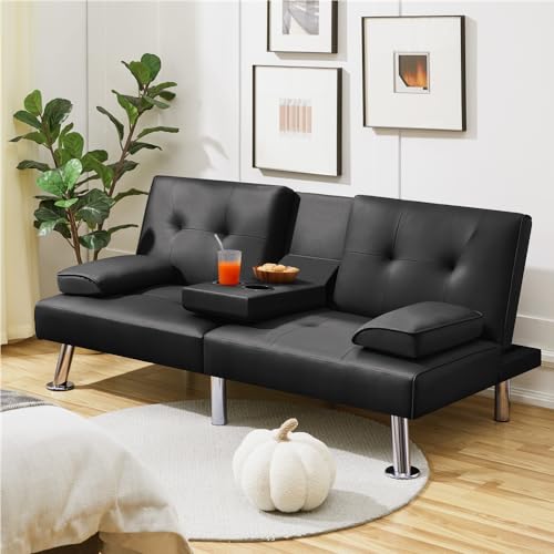 Modern Faux Leather Convertible Sofa Bed