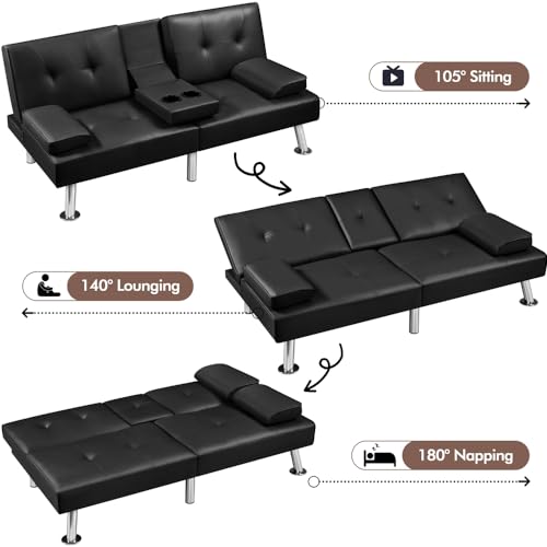 Modern Faux Leather Convertible Sofa Bed