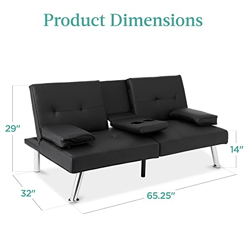 Convertible Futon Sofa Bed with Removable Armrests