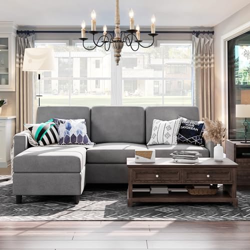 Modern 79-Inch L-Shaped Sectional Sofa - Dark Grey