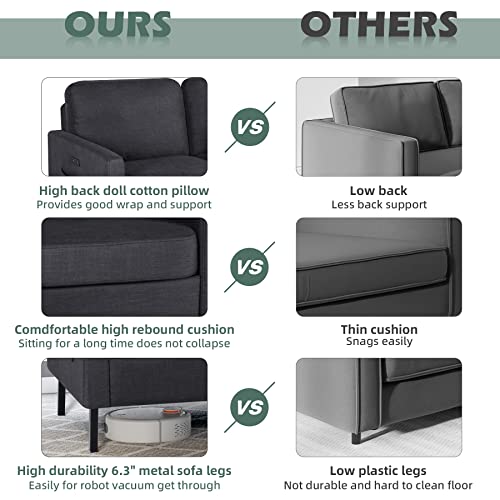 STHOUYN 56" USB Loveseat Sofa - Dark Grey