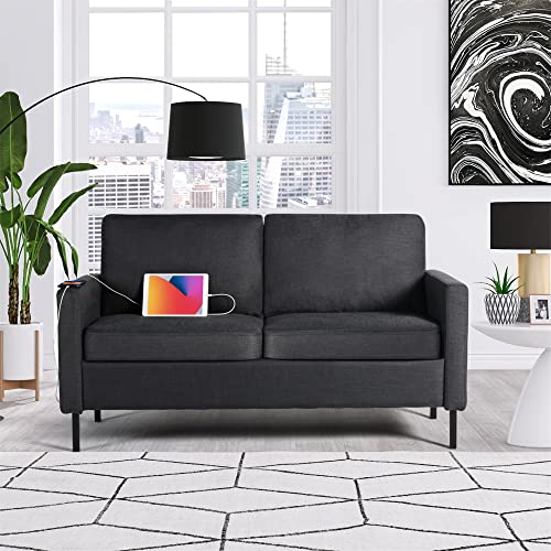 STHOUYN 56" USB Loveseat Sofa - Dark Grey