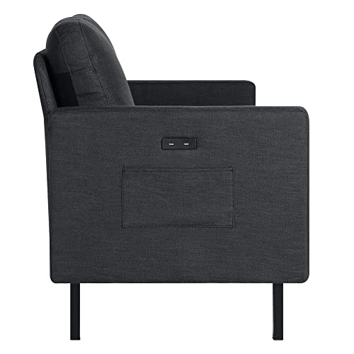 STHOUYN 56" USB Loveseat Sofa - Dark Grey