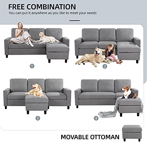 Modern 79-Inch L-Shaped Sectional Sofa - Dark Grey