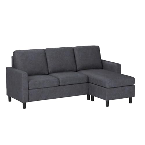 Modern 79-Inch L-Shaped Sectional Sofa - Dark Grey