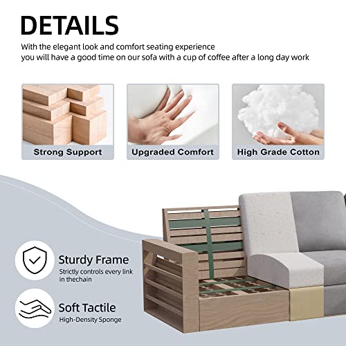 Modern 79-Inch L-Shaped Sectional Sofa - Dark Grey