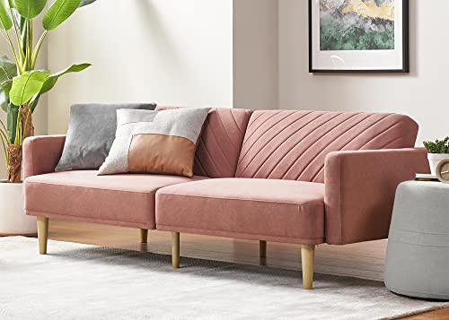 Mid-Century Modern Futon Sofa Bed - Old Rosa