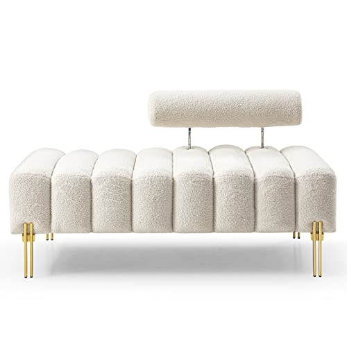 Adjustable Teddy Fleece Loveseat Sofa - Beige