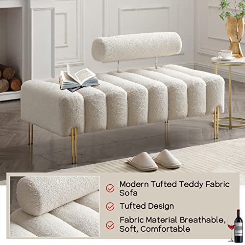 Adjustable Teddy Fleece Loveseat Sofa - Beige