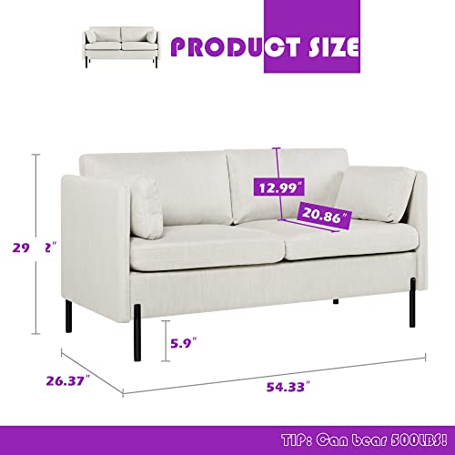 Modern Loveseat Sofa with Pillows and Metal Legs