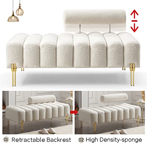 Adjustable Teddy Fleece Loveseat Sofa - Beige