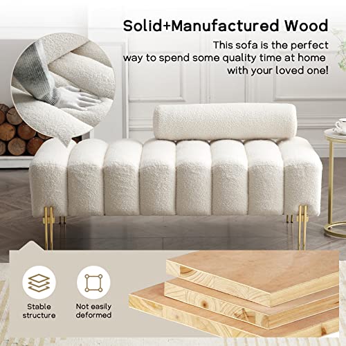 Adjustable Teddy Fleece Loveseat Sofa - Beige