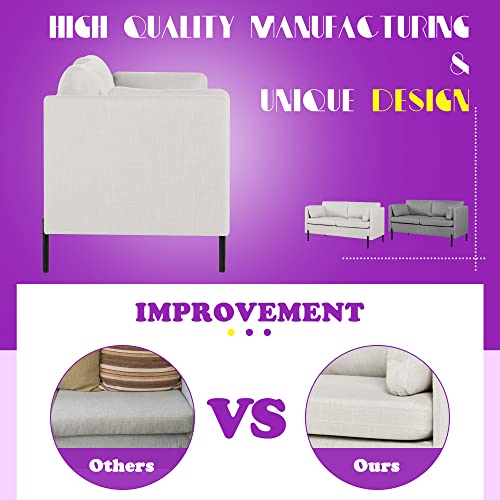 Modern Loveseat Sofa with Pillows and Metal Legs