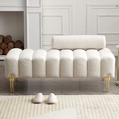 Adjustable Teddy Fleece Loveseat Sofa - Beige