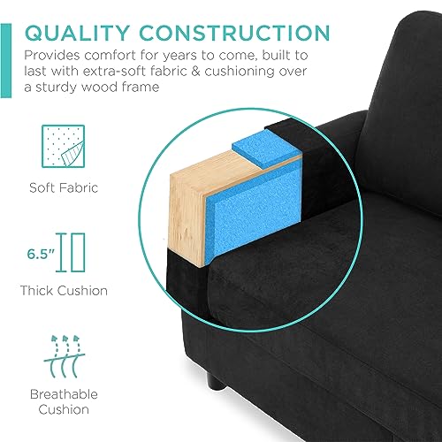 Compact L-Shaped Sofa with Chaise Lounge - Black