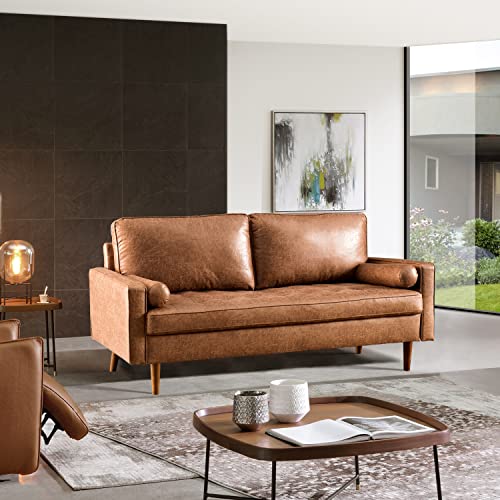 Ovios 70" Mid-Century Modern Suede Loveseat