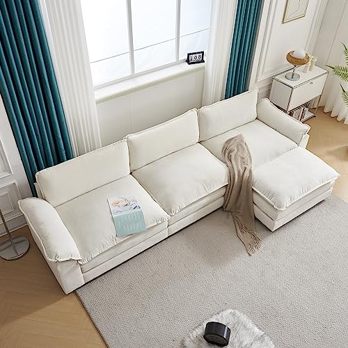 Modular 3-Seat Sofa with Ottoman - Beige