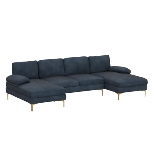 U-Shape Sectional Sofa with Chaise – Grey-Blue
