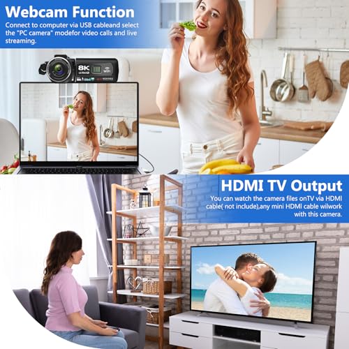 8K Camcorder with Night Vision and Microphone