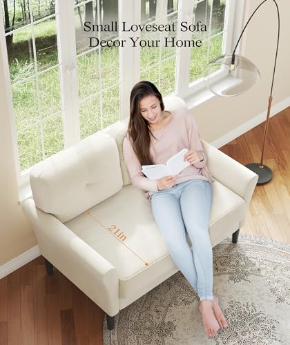 Kidirect 123cm Beige-White Mini Sofa for Small Spaces