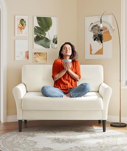 Kidirect 123cm Beige-White Mini Sofa for Small Spaces