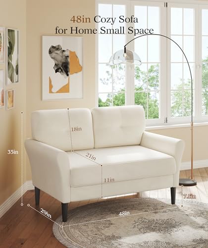 Kidirect 123cm Beige-White Mini Sofa for Small Spaces