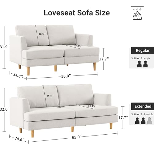 Mid-Century Loveseat Couch for Small Spaces