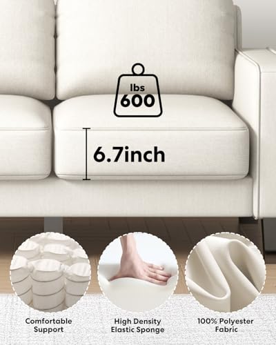 Compact Beige Loveseat Sofa with Storage