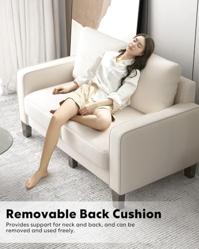 Compact Beige Loveseat Sofa with Storage