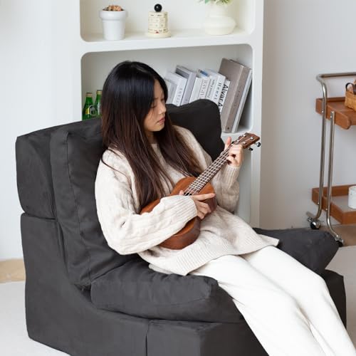 2-in-1 Convertible Foam Sofa Chair - Black