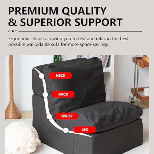 2-in-1 Convertible Foam Sofa Chair - Black