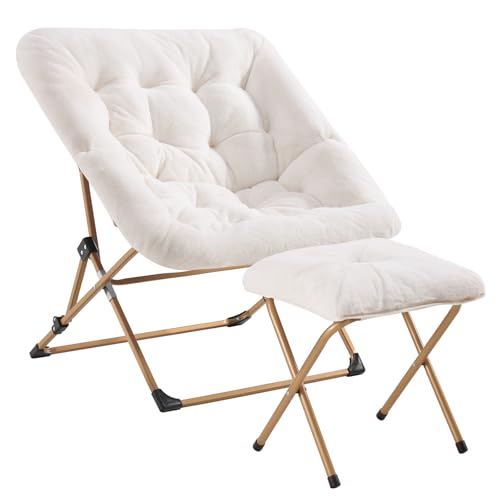 OAKHAM Foldable Saucer Chair with Faux Fur