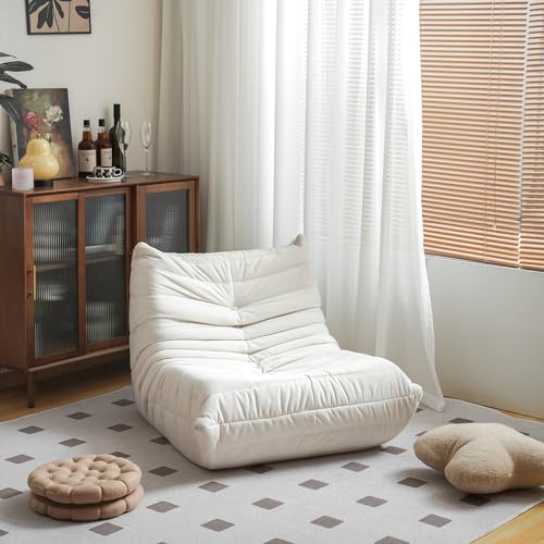 Mid Century Ivory Floor Lounge Chair