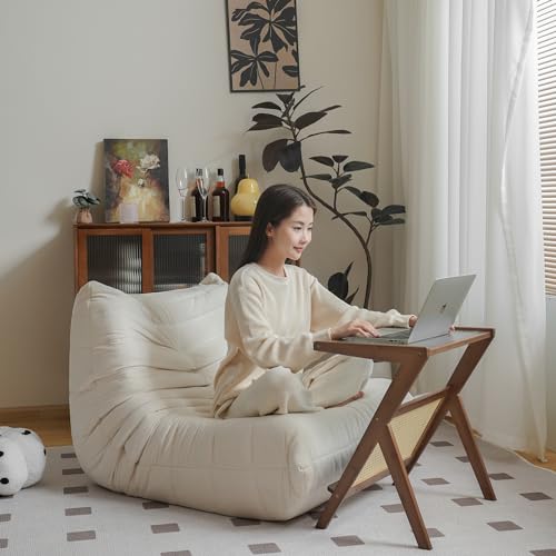 Mid Century Ivory Floor Lounge Chair