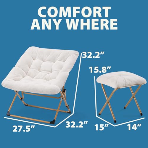 OAKHAM Foldable Saucer Chair with Faux Fur