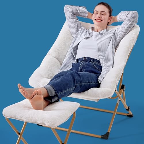 OAKHAM Foldable Saucer Chair with Faux Fur