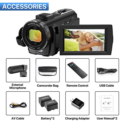 FHD 1080P Vlogging Camera with Microphone & Accessories