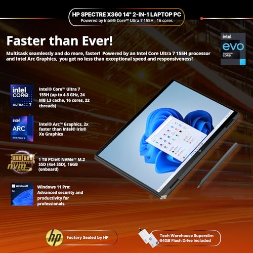 HP Spectre x360 14" 2-in-1 Laptop, Core Ultra 7