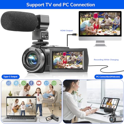 1080P FHD Vlogging Camera with Microphone and Accessories
