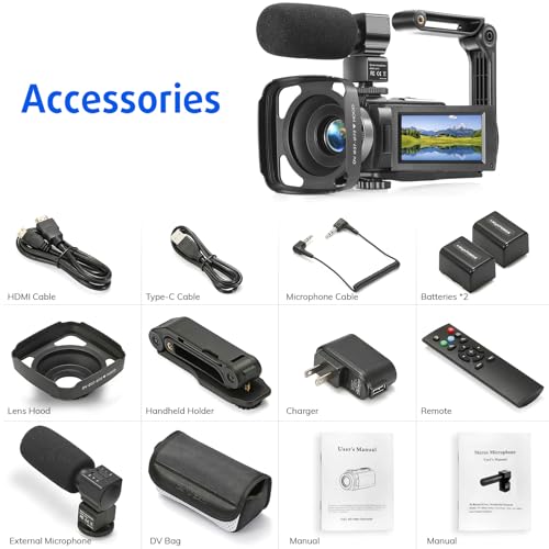 1080P FHD Vlogging Camera with Microphone and Accessories