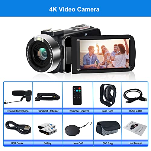 4K Ultra HD Vlogging Camera with Microphone & Stabilizer