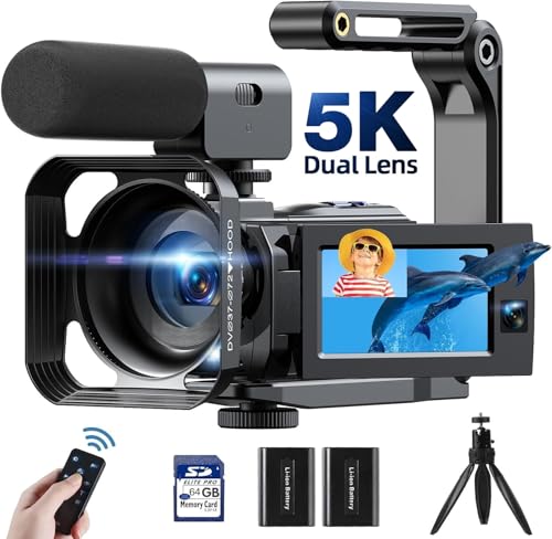 5K Dual Lens Vlogging Camera with Microphone & Tripod