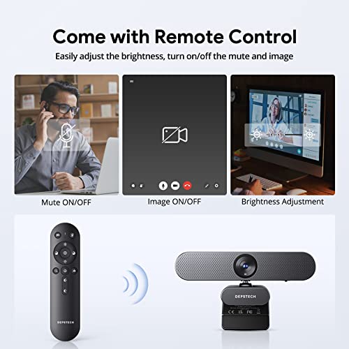 4K Zoomable Webcam with Microphone and Remote