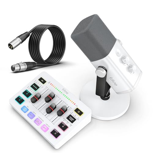 FIFINE XLR/USB Podcast Microphone and Mixer Bundle