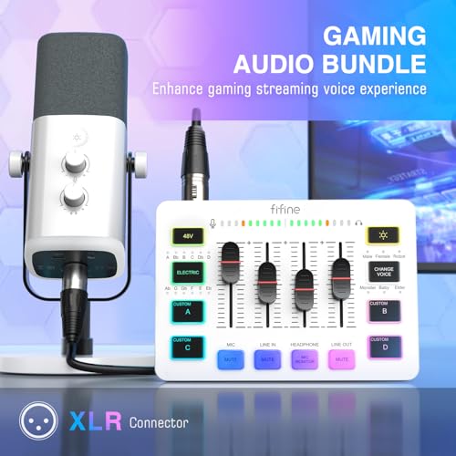 FIFINE XLR/USB Podcast Microphone and Mixer Bundle