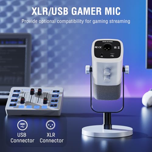 FIFINE XLR/USB Podcast Microphone and Mixer Bundle