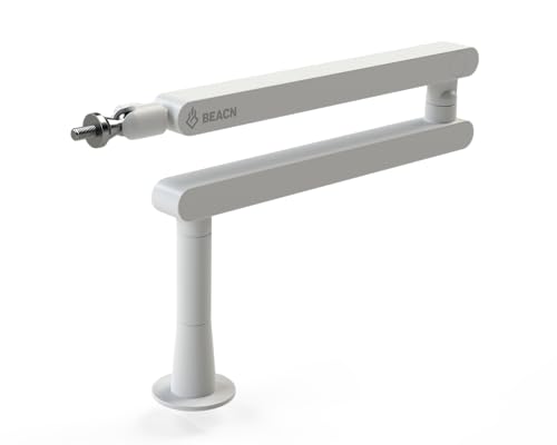 BEACN Mic Stand - Studio-Quality Low Profile Adjustable Microphone Arm with 360ยฐ Rotation, Cable Management, Easy Clamp, Universal Fit For Streaming, Podcasting, Gaming (White)